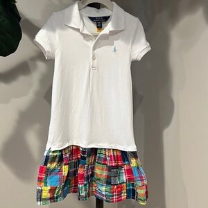 Polo by Ralph Lauren White and Plaid Kids Polo Dress